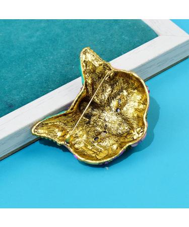 Badges Brooch Pin Brooches Clasp Breastpin Beautiful Enamel Large Fox Brooch Pin Animal Head Colorful Design Blue Eye Winter Accessories-Default - Buy Online on GoSupps.com