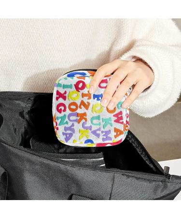 Period Storage Bag | Sanitary Napkin & Makeup Pouch Colorful Alphabet Color2615 - Buy Online on GoSupps.com