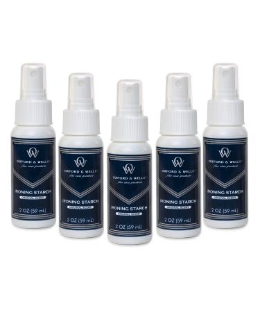 Oxford & Wells Premium Ironing Spray Starch, Non-Aerosol, 2-Ounce Travel Size TSA Compliant (Pack of 5)