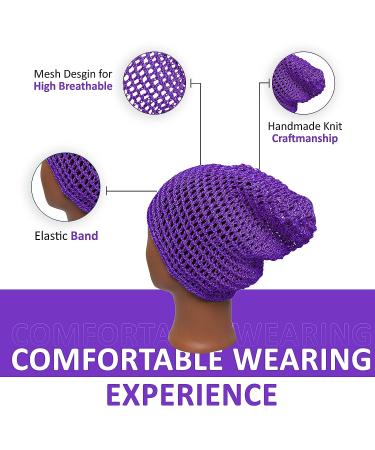 Dena's Combo Mesh Crochet Hair Net - Ideal for Plopping, Sleeping | Thick Nylon Thread | Purple Crochet Design - Buy Online on GoSupps.com