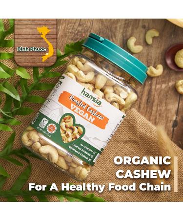 Hansia Organic Keto Kosher Vegan Cashews - 1 lb Pack - Dry Roasted Unsalted Superfood, Gluten-Free, Fresh, Healthy Snacks - High Protein, Fiber, Vitamin, and Iron - Buy Online on GoSupps.com