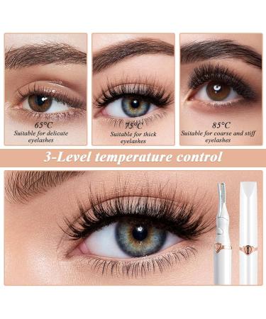Electric Heated Eyelash Curler Portable Heated Lash Curler - 24 Hours Long Lasting Electric Eyelash Curler Intelligent Power 0ff for Eye Beauty Makeup - White - Buy Online on GoSupps.com
