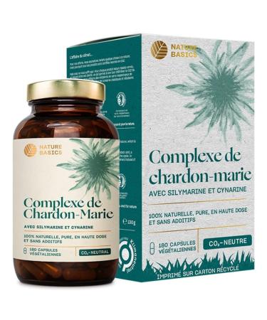 Nature Basics High Dosed Milk Thistle Capsules in Jars | 180 Capsules with 80% Silymarin & 2.5% Cynarin | 250mg Milk Thistle Extract per Daily Dose | CO2 Neutral
