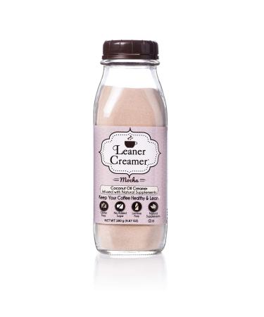 Leaner Creamer Non-Dairy Sugar Free Coffee Creamer Powder. Perfect Coconut Oil Non-Dairy Powder To Naturally Cream and Sweeten Coffee Smoothies Protein Shakes & More! Ideal Flavoring For All Diets ( 9.87 oz) (INDULGENT MOCHA Glass Bottle (9.87 oz)) Mocha 