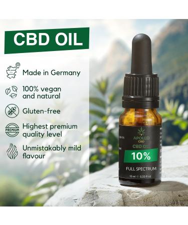 CBD Oil 10% - ApolloCBD - Full Spectrum - CBD - Premium Natural & Lab Tested-10ml-250 drops - Buy Online on GoSupps.com