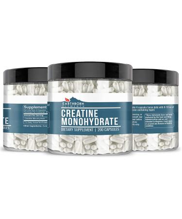 Earthborn Elements Creatine Monohydrate 200 Capsules - Pure, Undiluted, No Additives - 200 Count (Pack of 1) - Buy Online on GoSupps.com