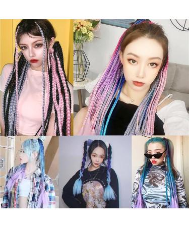 Ponytail Extension Synthetic Rubber Band Twist Braid Ponytail Extension 60CM Colorful Mixed Braid Hairpieces for Girls Kids Dress Beautification Ornament Ponytail Hair Extension (Color : 004 Size 24inch 004 - Buy Online on GoSupps.com
