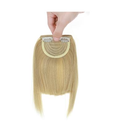 Fashion Clip In Bangs Hair Extensions Front Full Neat Bangs Fringe 2 Clips One Piece Thick Straight Hairpiece Accessories Hairpiece For Women Golden mix bleach blonde