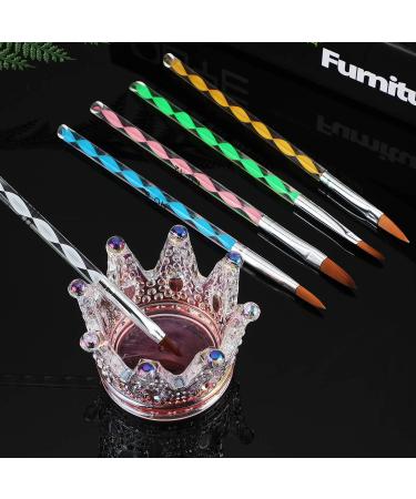 7 Pcs Nail Art Manicure Tools Set 2 Nail Art Pen Holder Nail Dappen Dish Acrylic Liquid Powder Crystal Cup Glass Bowl and 5 Acrylic 3D Painting Drawing Nail Brush Pen for Acrylic Liquid - Buy Online on GoSupps.com
