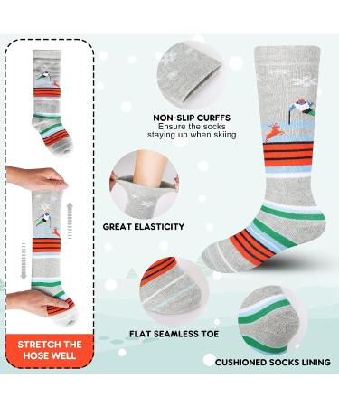DKM Kids Ski Socks - Winter Warm 3 Pack for Boys and Girls, Skiing, Snowboarding, Skating - Christmas & New Years Gift (Gray/Green/Blue) - Buy Online on GoSupps.com