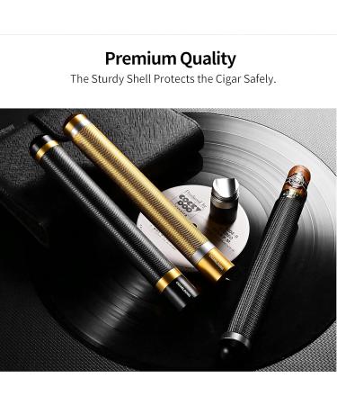 Portable 3-in-1 Cigar Tube Aluminum Moisturing Single Cigar Case with Sharp Blade Cigar Punch and Cigar Holder for Outdsoor Use(Gold) - Buy Online on GoSupps.com