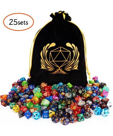 Coyeekn DND Dice Set - 175 Polyhedron Dice in 25 Colors for Dungeons and Dragons RPG - Includes Large Flannel Bag - Buy Online on GoSupps.com