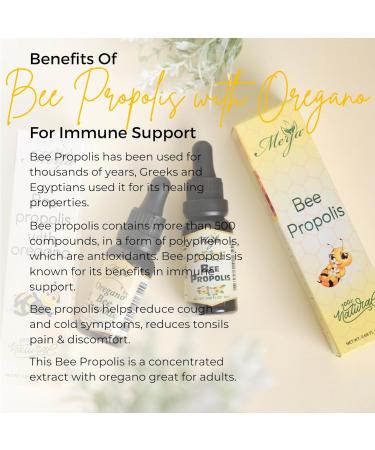 Merja Herbs Bee Propolis with Oregano for Adults - Natural Immune Support & Sore Throat Relief in Drops 20ml 0.68 oz - Buy Online on GoSupps.com