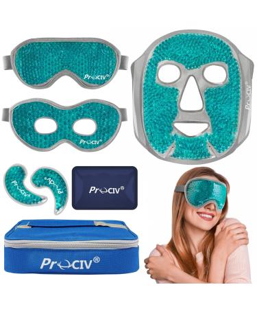 ProCIV Cooling Mask Warming Eye Mask 6 set Against Swollen Tired Eyes Dark Circles Headaches Migraines Hangovers and Sunburn Heat and Cool Reusable Face Mask Face Men/Women 6 set-Green