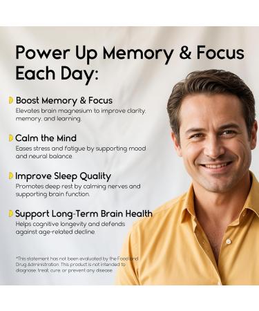 Magnesium L-Threonate Gummies for Adults & Kids 2000mg Brain Supplements for Memory and Focus - Calm Magnesium Gummies for Improved Sleep and Healthy Mind - 60 Count (Pack of 1) - Buy Online on GoSupps.com