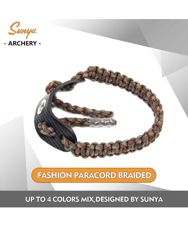 SUNYA Archery Bow Wrist Sling - 550 Paracord Strap with Full Grain Leather Yoke - Multiple Camo Colors - Fits Compound Bow Stabilizer DS Dark Camo - Buy Online on GoSupps.com
