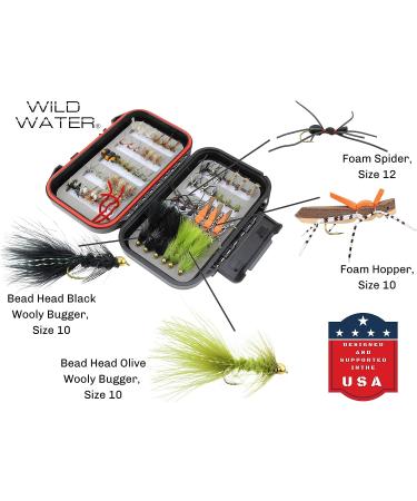 Wild Water Fly Fishing Mini-Mega Assortment 60 Most Popular Flies with Small Fly Box - Dry, Caddis, Nymph, Wooly Bugger for Trout, Panfish, Crappie, Sunfish - Buy Online on GoSupps.com