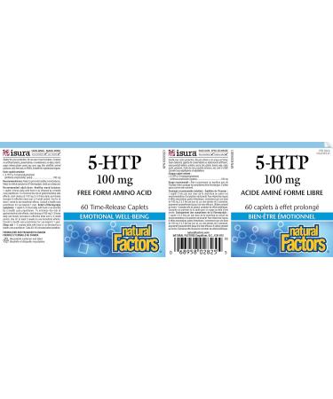 Natural Factors 5-HTP 100 mg | Promotes a Calm Relaxed Mood Positive Outlook | Non-GMO Enhances Production of Serotonin (60 Time Release Caplets) - Buy Online on GoSupps.com