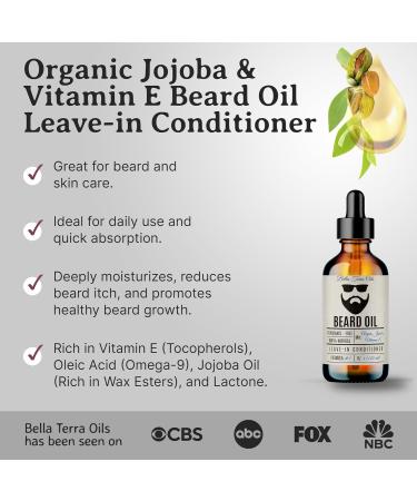 Bella Terra Oils Beard Oil 4oz | Organic Vitamin E Jojoba & Argan | Anti-Frizz Formula for Luster & Care - Buy Online on GoSupps.com