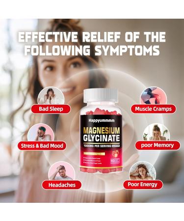 Magnesium Glycinate Gummies 1000mg - Sugar Free Magnesium Potassium Supplement with Vitamin D B6 CoQ10 for Calm Mood & Sleep Support - 60 Strawberry Gummies. Strawberry 60 Count (Pack of 1) - Buy Online on GoSupps.com