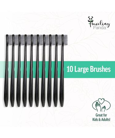 Travel-Friendly Panda Wheat Straw Toothbrushes Charcoal-Infused Whitening Bristles Bulk Pack of 10 for On-The-Go Teeth Brushing - Buy Online on GoSupps.com