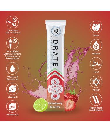 ViDrate Strawberry & Lime Sugar Free Electrolyte Powder - 8 x 3g Sachets | Vegan Friendly Hydration Sachets - 8 Count - Buy Online on GoSupps.com