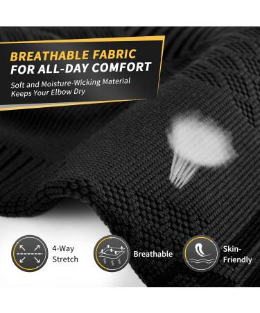 CAMBIVO Elbow Brace 2 Pack - Compression Sleeve with Pads for Tendonitis, Tennis & Golfer's Elbow - Pain Relief for Weightlifting & Daily Use - Large Black - Buy Online on GoSupps.com