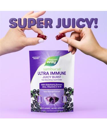 Nature's Way Sambucus Ultra Immune Juicy Burst Extra-Strength Formula(1) Immune Support* Vitamin D3 Vitamin C and Zinc Elderberry Extract 30 Berry Flavored Chews - Buy Online on GoSupps.com