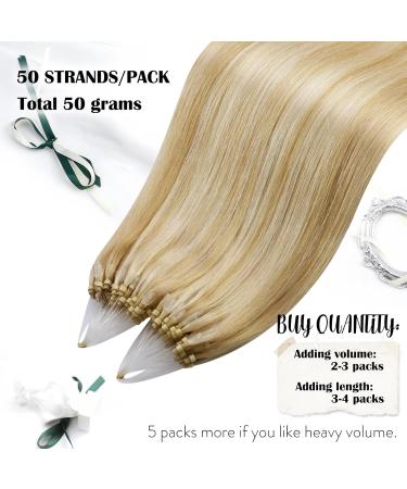 Moresoo Microring Extensions | Real Hair Blond 40 cm #P14/613 | Strawberry Blond & Platinum Blond | 50g Pack - Buy Online on GoSupps.com