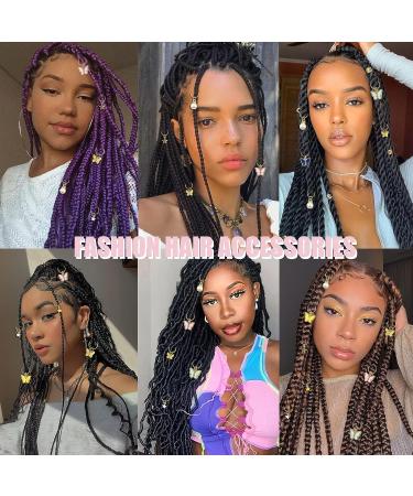 NAISKA 20Pcs Gold Butterfly Hair Clips | Dreadlock Accessories and Charms | Pearl, Star, Crystal Rhinestone Beads | Hair Jewelry for Women and Teen Girls - Buy Online on GoSupps.com