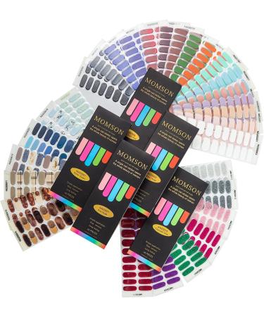 MOMSON Semi Cured Gel Nail Strips - 20 Solid Color Stickers for DIY Gel Manicure in Fluorescent Peach | Stick on Nails for Women - Nail Art Stickers Kit for Wife, Sister, Mother - Buy Online on GoSupps.com