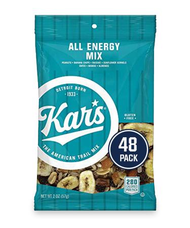 Kars Nuts All Energy Unsalted Trail Mix, 2 oz Individual Packs  Bulk Pack of 48, Gluten-Free Snacks All Energy 2 Ounce (Pack of 48)