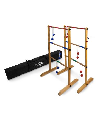 Ladder Toss Double Wooden Ladder Ball Game with Finished Wood and Durable Nylon Carrying Case