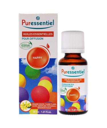 Puressentiel - Essential Oils for Diffusion - Happy Blend - Aromatherapy - Therapeutic Gentle Sweet Scented Oil - Pure Natural and Vegan - 1 fl oz bottle