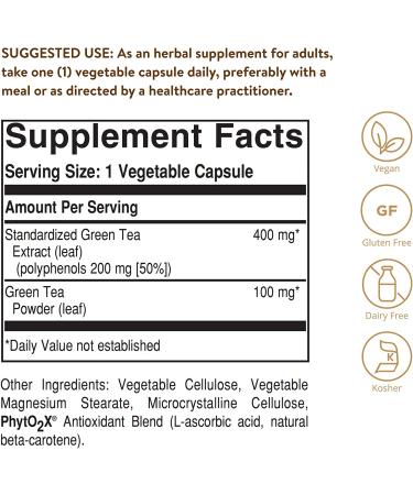 Solgar Green Tea Extract 60 Veg Capsules - Premium Antioxidant Supplement - Buy Online on GoSupps.com