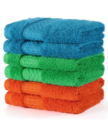 Chiicol Cotton Wash Cloths Absorbent Bath Washcloths for Body and Face - Hotel Towels for Bathroom in Bulk. Durable Soft Bath Rags  Wash Rag (Multicolor)