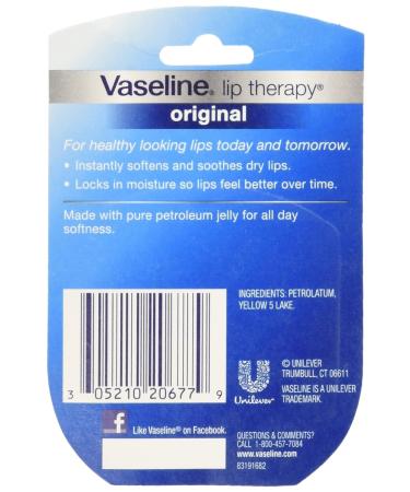 Vaseline Lip Therapy Original 0.25 oz - Pack of 12 | Moisturizing Lip Balm - Buy Online on GoSupps.com