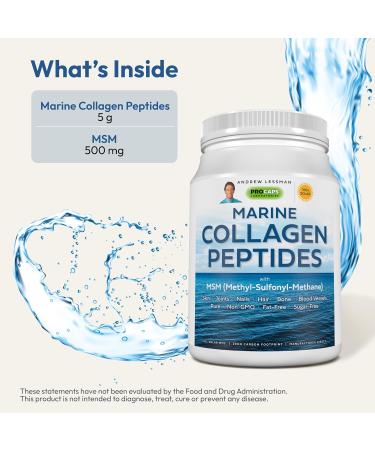 ANDREW LESSMAN Marine Collagen Peptides Powder and MSM 30 Servings - Supports Radiant Smooth Soft Skin Comfortable Joints. Pure. Super Soluble No Fishy Flavor No Additives Non-GMO 11.6 Ounce (Pack of 1) - Buy Online on GoSupps.com