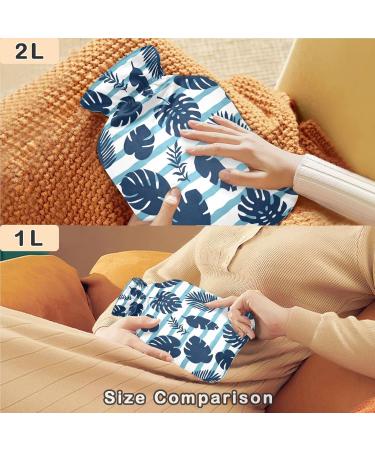 Naanle Palm Leaves Heat Bottle with Cover | 1L Hot Water Bottle for Bed & Pain Relief | Ideal for Hand & Foot Heat Therapy - Transparent Design - Buy Online on GoSupps.com