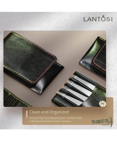 Lantosi Tweezers Set - Professional Stainless Steel Eyebrow and Lash Tweezers for Men and Women - Facial Hair, Ingrown Hair, Splinter Remover Tool Kit with Travel Case - Buy Online on GoSupps.com