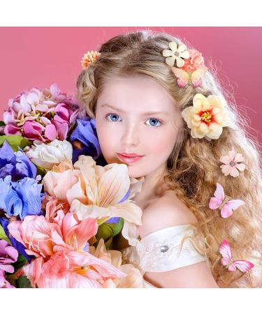 Bencailor 30-Piece Handmade Flower Butterfly Hair Clips - Realistic Floral Hair Accessories for Bride Women Wedding Girls (Pink White) - Buy Online on GoSupps.com