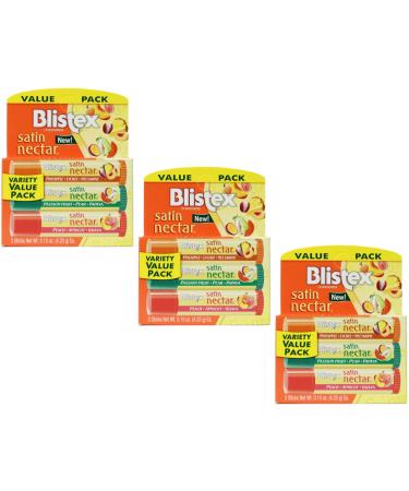 Blistex Satin Nectar Lip Moisturizer Variety Pack  3 Pack 0.15 oz (4.25 g) Each