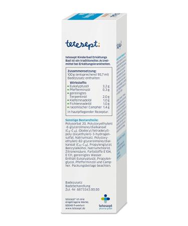 Tetesept Kindersbad Cold Bath for Kids - 125ml Essential Oil Bath Supplement - Perfume-Free Children s Bathing Relief for Colds | International Shipping - Buy Online on GoSupps.com