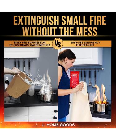 JJ Home Goods Fire Blanket 40x40 (Pack of 2) with Hooks - Emergency Fire Suppression Blanket for Home & Kitchen Use - Buy Online on GoSupps.com
