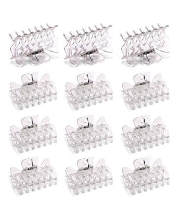 ZIBARBER 12 Pack Crystal Clear Hair Claw Clips Medium Strong Hold Jaw Clips for Women Girl Fine Thick Hair - Hair Grip Accessories - 2 Inch