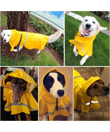 Adjustable Rapid Drying Dog Rain Coat with Hood - Waterproof Pet Jacket for Lurcher Bulldog Cavapoo - Yellow XL 23.6 - Buy Online on GoSupps.com