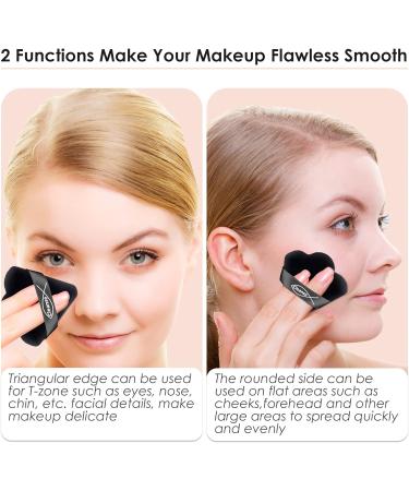 Velvet Triangle Powder Puff Set of 4 - Ideal for Traveling, Enhances Under Eye Area, Smooth Makeup Application - Black - Buy Online on GoSupps.com