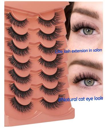 Goddenus I-Spiky Natural Mink Fluffy Wispy Cat Eye Lashes 16mm - 7 Pairs CC Curl Flat Short Strip Eyelashes for Extension-Like Look - Buy Online on GoSupps.com
