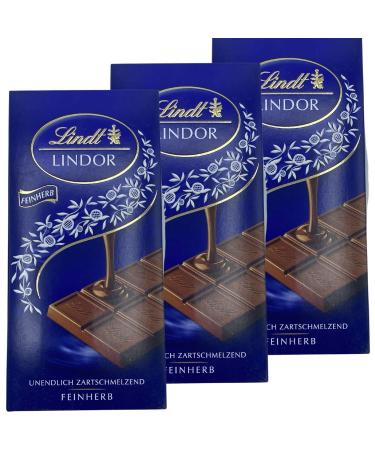 Lindt Lindor Lindt Lindor Feinherb Pack of 3 blackboards (3 x 100 g)