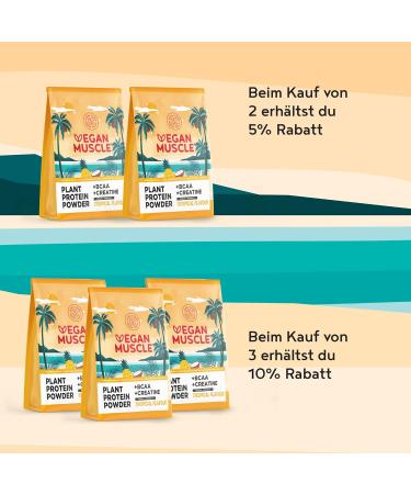 Vegan Muscle Protein Shake - Tropical | 18g Vegan Protein Powder with BCAA & Creatine | 600g International Shipping - Buy Online on GoSupps.com